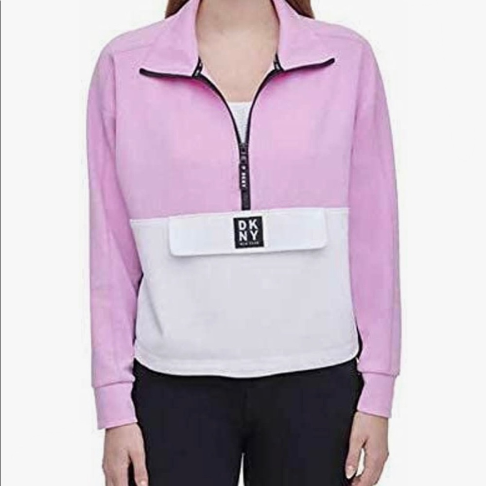 DKNY sport half zip, purple, black and white,